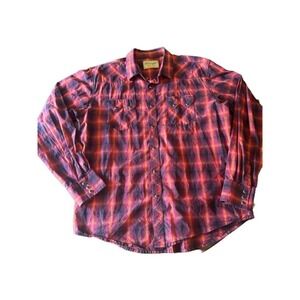 Wrangler Retro Western Shirt Plaid Pearl Snap Long Sleeve